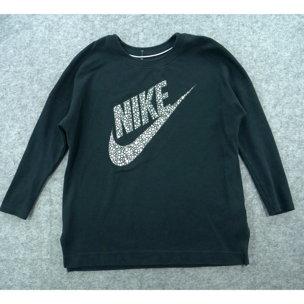 Nike Sportswear Top Womens Extra Large Black Metallic Polka Dot Graphic Print